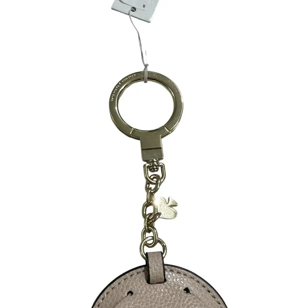 Kate Spade Women's Circle Mirror Leather Keychain Purse charm Rose Cloud